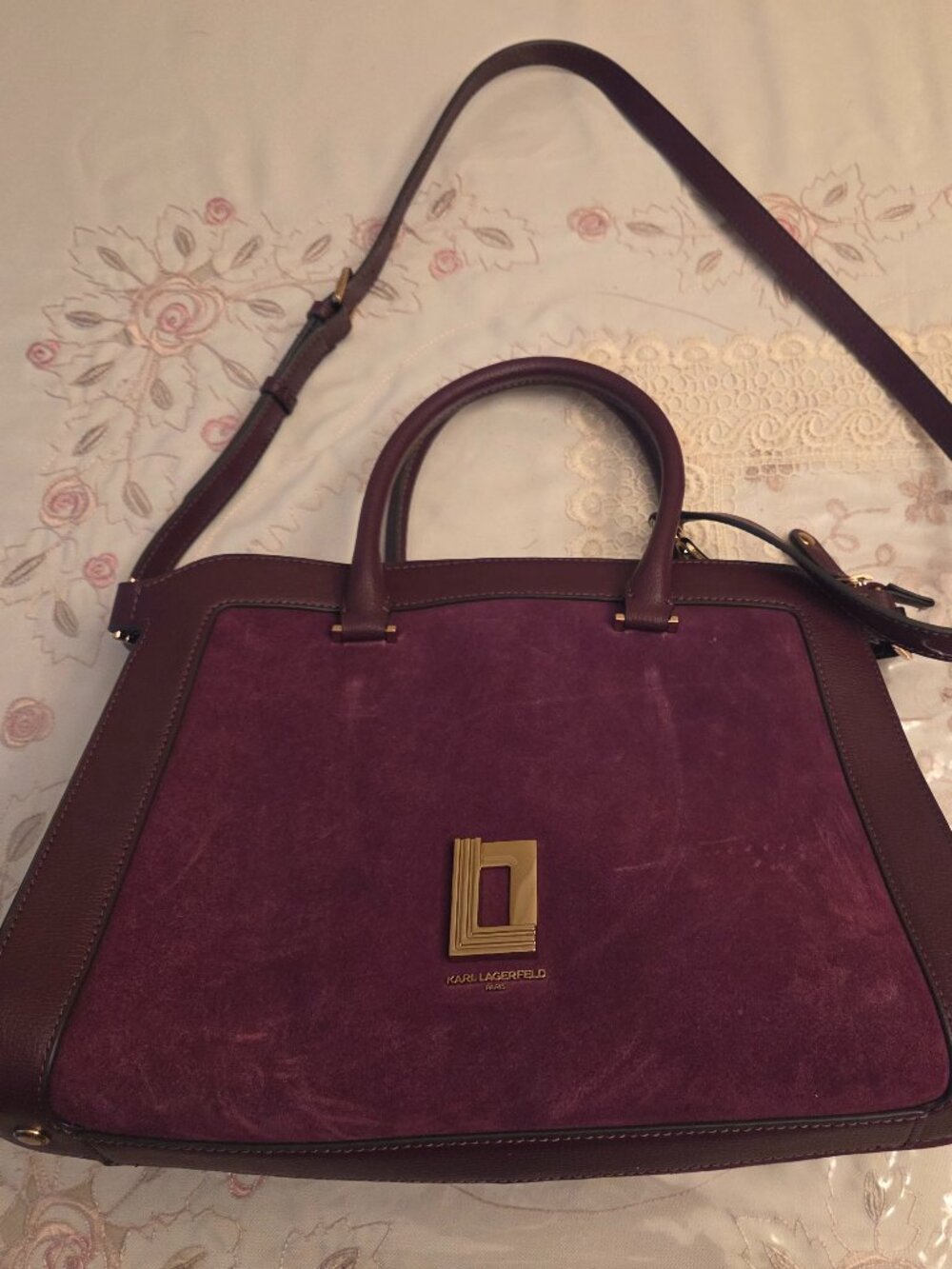 Karl Lagerfeld Burgandy Satchel/Shoulder Purse